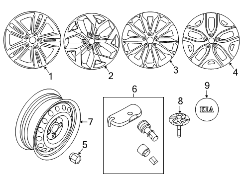 2021 Kia Sportage Wheels, Center Cap Clamp-Spare Tire Diagram for 62850-2E110