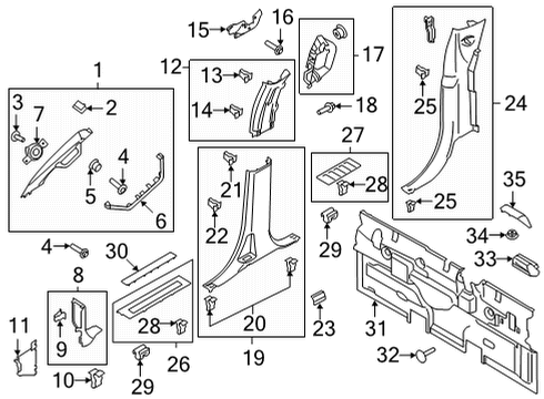 2021 Ford F-150 Interior Trim - Cab Rear Trim Screw Diagram for -W719795-S439