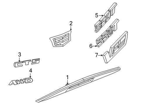 2021 Cadillac CT5 Exterior Trim - Trunk Molding Assembly Diagram for 84565732
