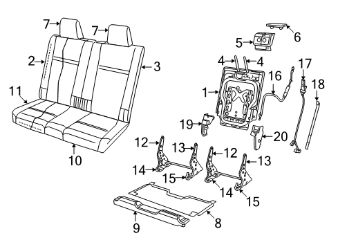 2010 Dodge Journey Rear Seat Components Seat Cushion Foam Diagram for 68039195AA