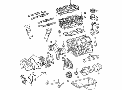 2004 Toyota Tacoma Engine Parts, Mounts, Cylinder Head & Valves, Camshaft & Timing, Oil Pan, Oil Pump, Crankshaft & Bearings, Pistons, Rings & Bearings Oil Pan Diagram for 12101-62080