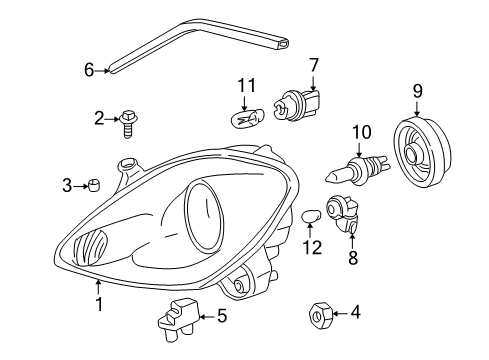 2001 Toyota MR2 Spyder Bulbs Holder Diagram for 90075-60005