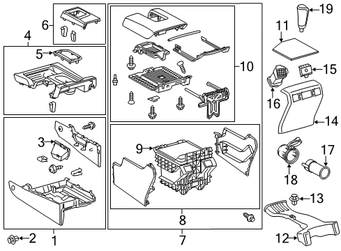 2020 Toyota Tundra Console Trim Bezel Diagram for 58833-0C060