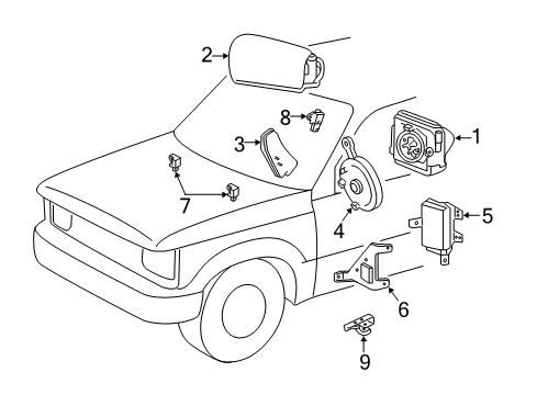 2010 Ford Ranger Air Bag Components Side Sensor Diagram for BL3Z-14B345-A