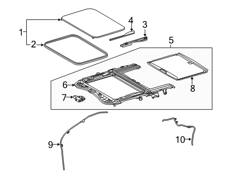 2012 Lexus CT200h Sunroof Gear Assembly, Sliding Roof Diagram for 63260-76010