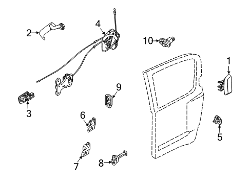 2008 Nissan Armada Switches Rear Door Outside Handle Assembly, Right Diagram for 82607-ZC201