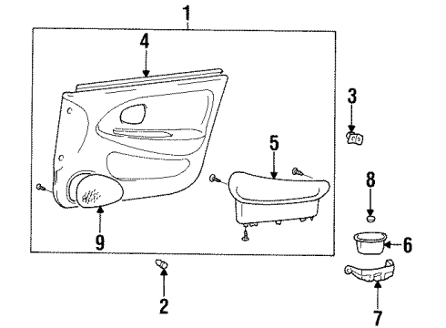 2000 Hyundai Elantra Interior Trim - Front Door Panel Complete-Front Door Trim, RH Diagram for 82302-29030-FK