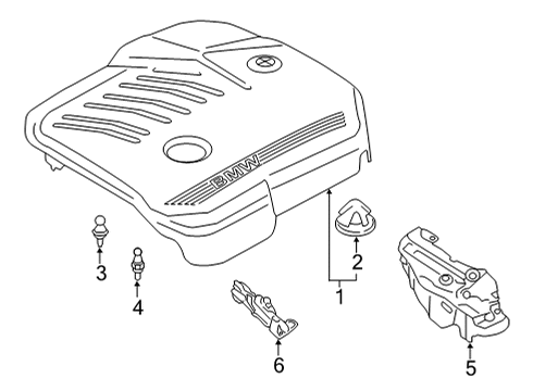 2020 BMW X6 Engine Appearance Cover ACOUSTIC COVER REAR Diagram for 11148666846