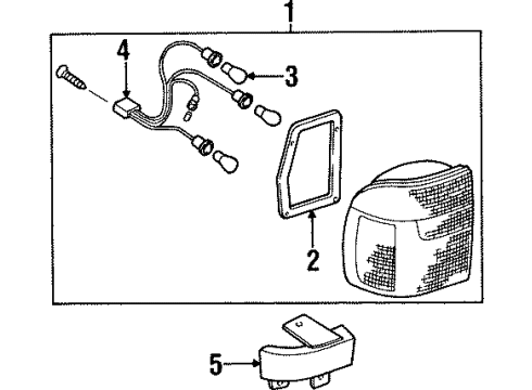 2002 Kia Sportage Tail Lamps Packing, RH Diagram for 0K08051157