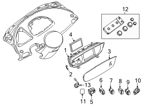 2004 Nissan Quest Cluster & Switches, Instrument Panel Control Assembly Diagram for 27500-5Z001