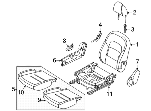 2022 Nissan Sentra Passenger Seat Components Pad Assembly-Cushion, Front Seat RH Diagram for 87311-6LB0A