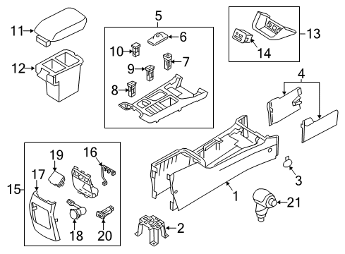 2015 Kia Sorento Center Console Cover Assembly-Console R Diagram for 846401U005VA