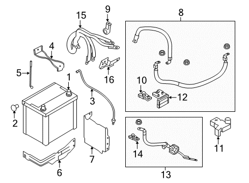 2015 Infiniti Q70 Battery Cover-Connector Diagram for 24345-1MG0A