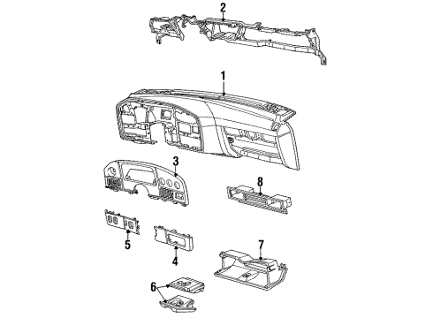 1986 Ford Taurus Instrument Panel Radio Bezel Diagram for E6DZ5404338L