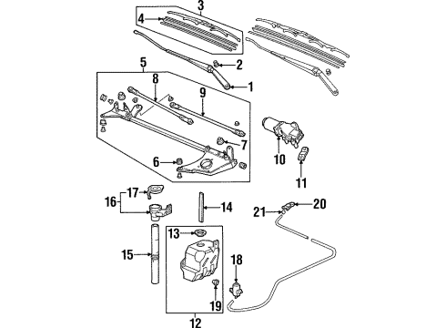 1999 Honda Prelude Wiper & Washer Components Blade, Windshield Wiper (475MM) (Passenger Side) Diagram for 76630-S30-A01