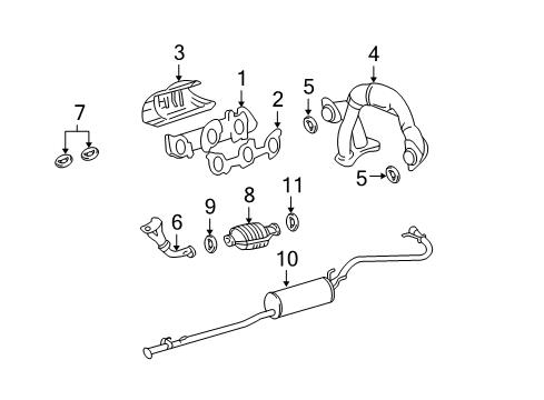 2000 Toyota Tacoma Exhaust Manifold Catalytic Converter Diagram for 17403-0C010