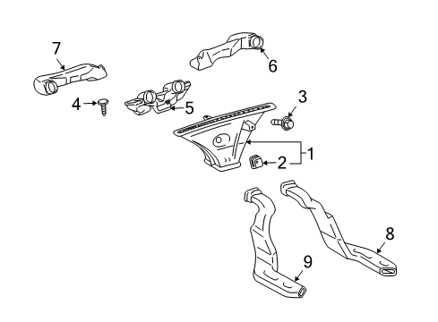 2001 Toyota Echo Ducts Outer Duct Diagram for 55843-52010