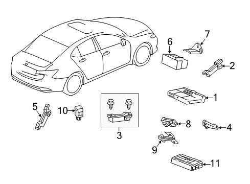2019 Acura TLX Keyless Entry Components Bracket, Sub Relay Bo Diagram for 38331-TZ3-A00