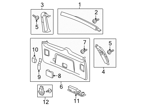 2015 Honda Pilot Interior Trim - Lift Gate Garnish Assy., Tailgate (Upper) *NH220L* (CLEAR GRAY) Diagram for 84443-SZA-A01ZA