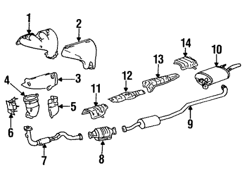 1993 Toyota Corolla Exhaust Components Front Exhaust Pipe Assembly Diagram for 17410-1A020