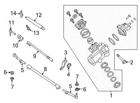 2022 Ford F-350 Super Duty Steering Column Assembly, Steering Gear & Linkage, Steering Wheel & Trim Tie Rod Diagram for HC3Z-3A131-A