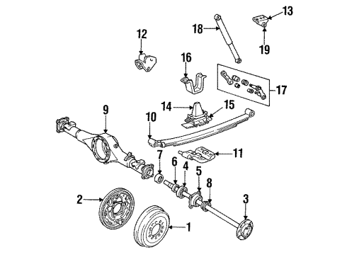 1989 Toyota Pickup Rear Brakes Axle Shaft Case Diagram for 42421-35030