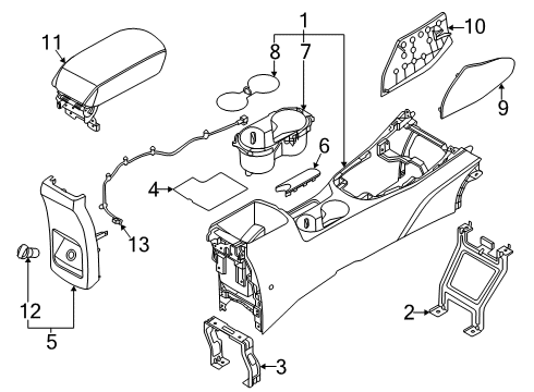 2020 Kia Soul Center Console Cup Holder Assembly Diagram for 84670K0000