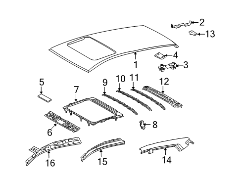 2009 Toyota Matrix Roof & Components Support Diagram for 63119-02010