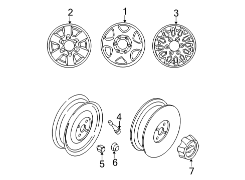 2001 Nissan Pathfinder Wheels, Covers & Trim Disc Wheel Cap Diagram for 40342-2W601