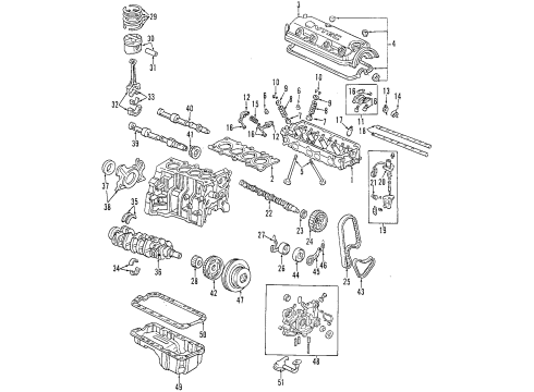 2002 Honda Accord Engine Parts, Mounts, Cylinder Head & Valves, Camshaft & Timing, Variable Valve Timing, Oil Pan, Oil Pump, Balance Shafts, Crankshaft & Bearings, Pistons, Rings & Bearings Rod, Connecting Diagram for 13210-PAA-A00