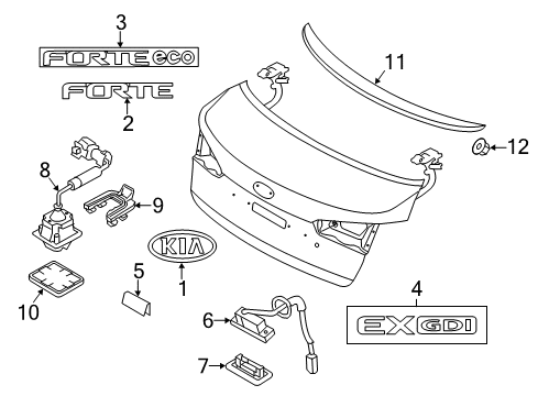 2016 Kia Forte Parking Aid Spoiler-Rear Diagram for 87210A7000