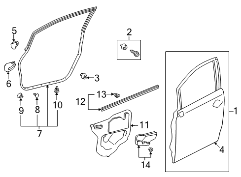 2012 Lexus HS250h Front Door WEATHERSTRIP, Front Door Diagram for 67864-75010