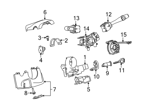 2010 Chevrolet HHR Shroud, Switches & Levers Ignition Housing Diagram for 23233202