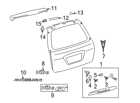 2003 Pontiac Vibe Exterior Trim - Lift Gate Emblem Diagram for 10348686