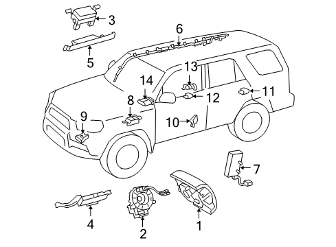 2011 Toyota 4Runner Air Bag Components Driver Air Bag Diagram for 45130-35460-C0