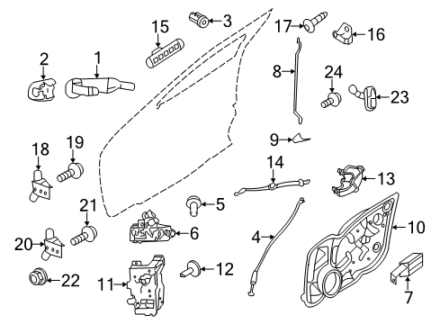 2010 Ford Fusion Front Door Link Rod Diagram for 6E5Z-5422153-AA