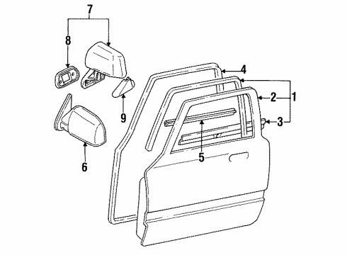 1994 Toyota Pickup Door & Components Outer Mirror Cover, Right Diagram for 87915-89107