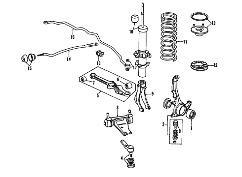 1989 Honda CRX Front Suspension Components, Lower Control Arm, Upper Control Arm, Stabilizer Bar Knuckle, Right Front Diagram for 51210-SH3-040
