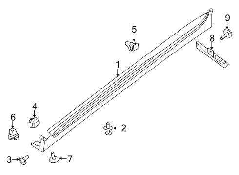 2017 Nissan Altima Exterior Trim - Pillars, Rocker & Floor Clip Diagram for 76882-EW00B