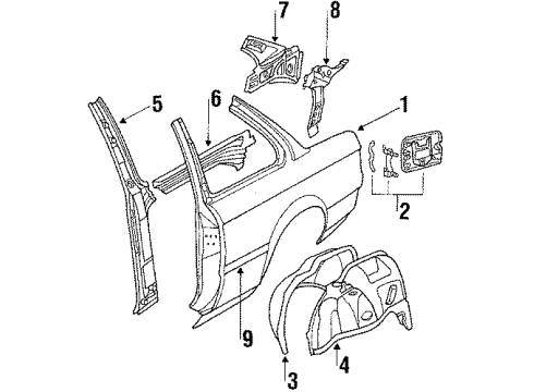 1989 BMW 325iX Quarter Panel & Components Covering Rear Left Diagram for 51711962079