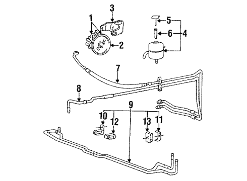 1992 Hyundai Excel P/S Pump & Hoses, Steering Gear & Linkage Rubber-Cooler Tube Mounting"B" Diagram for 57244-24000