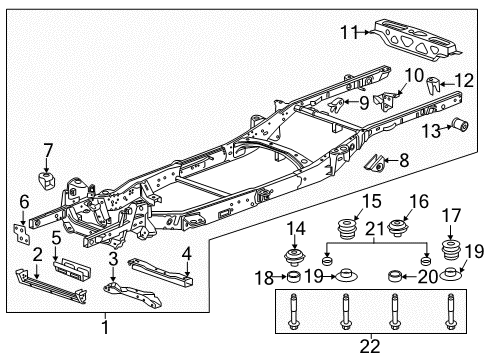 2019 Chevrolet Colorado Frame & Components Transmission Crossmember Diagram for 94772479