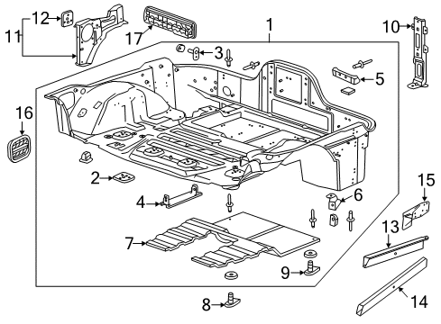 2015 Chevrolet Corvette Rear Floor & Rails Rear Floor Pan Diagram for 23294289