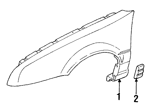 1996 Chevrolet Beretta Fender & Components, Exterior Trim Molding Asm, Front Fender Center Rear Diagram for 88959367
