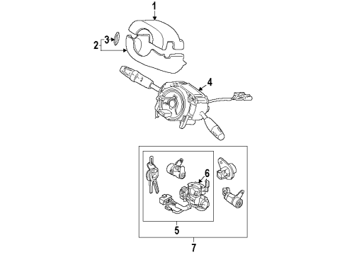 1999 Kia Sephia Switches Ignition Lock Cylinder Diagram for 0K2A166154