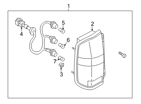 1999 Nissan Pathfinder Bulbs Harness Assembly-Rear Combination Diagram for 26551-0W001