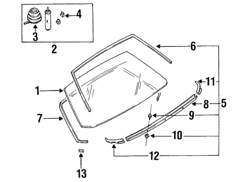 1992 Nissan 240SX Back Glass, Reveal Moldings Screw-Moulding Diagram for 01454-00331