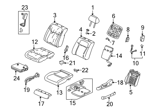 2002 Acura TL Front Seat Components Clip, Connector (Dark Green) Diagram for 91565-S0X-003