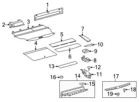 2010 Toyota Highlander Rear Body Interior Trim, Jack & Components Side Trim Diagram for 58408-48080-B0