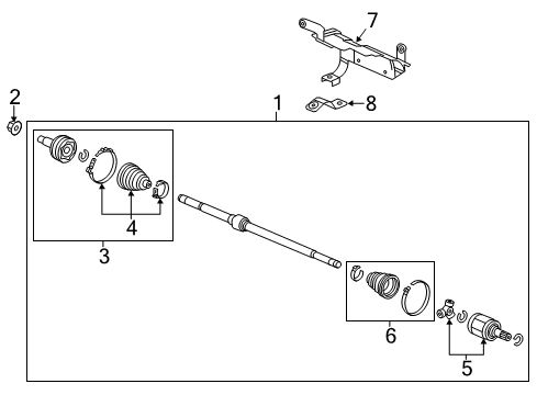 2013 Acura ILX Drive Axles - Front Joint, Inboard Diagram for 44310-TR0-J11